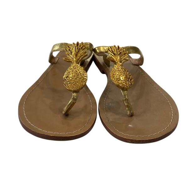 LILLY PULITZER for Target Gold Pineapple Flip Flop Size 10 - Picture 1 of 9